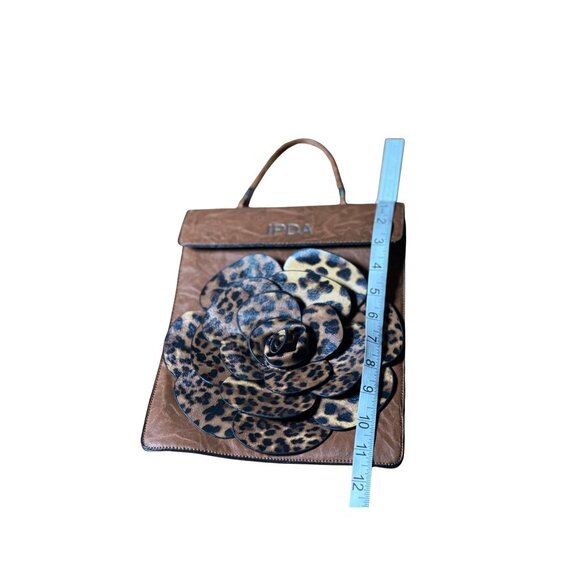 IPDA Brown Leopard Rose Handbag - Women's Designer Shoulder Tote Bag Needs Strap - Picture 3 of 4